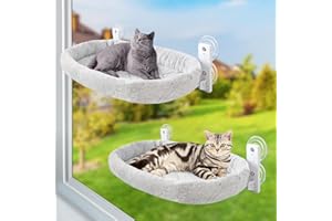 GUUSII HOME 2PCS Hamaca Gato Ventana Cama Colgante para Gatos Amaca con Ventosa Plegable Hamacas Grande Cálido Camita de Interior Funda Reversible Fácil de Montar 53 * 30cm Soporta hasta 18kg (Gris)