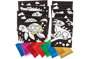 Baker Ross FN195 Reptilbilder i folie - 10-pack, färgläggningsbilder i folie för pyssel och hantverk