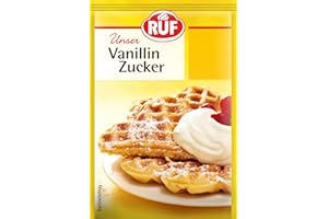 ‎RUF RUF Vanillinzucker, feine Vanillenote, zum Aromatisieren von Schlagsahne, Gebäck, Obstsalat und Cremes, glutenfrei und vegan (10x8g)