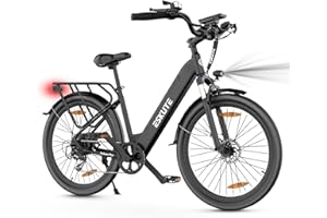 ESKUTE Bicicleta Eléctrica, Polluno Plus 26"/ 28" Bici Electrica, Batería Extraíble de 36V 20Ah, Alcance de 120KM, 7 Velocidades, 250W Motor con Sensor de Par, Bicicletas Electricas Adultos