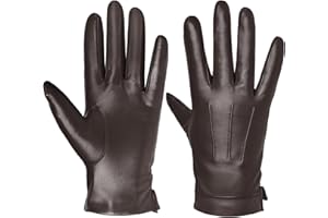 Harssidanzar Guantes de cuero para hombre con pantalla táctil de cachemira forrado caliente SM052EU