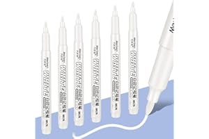 Jeffdad Białe markery do malowania, 1 mm, białe markery do drewna, na bazie wody, do projektów artystycznych, rysowania, kamienia, ceramiki, szkła, drewna, tworzywa sztucznego, metalu, DIY, 6 szt