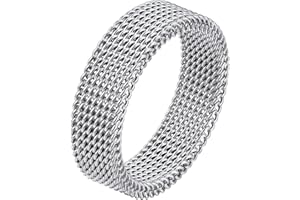 Bandmax Anello Uomo Intrecciato, 12-25 Misura Rete Anello Uomo Acciaio Inossidabile, 3 Colori Anello Argento/Nero/Misto Uomo, 5/10 mm Larghezza Mesh Ring Uomo Gioielli di Moda