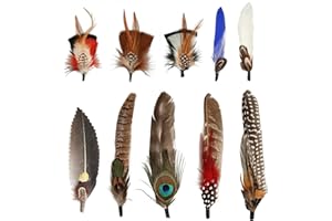 Cosswe 10Pcs Natural Peacock Feathers for Hats, Assorted Feathers Accessories for Men Women, DIY Decorations