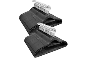ABHENG 100 Perchas de Plástico, 0,5 cm Espesor, Ahorro de Espacio, resistentes, antideslizantes, Gancho Giratorio 360°, para camisas, camisetas, trajes,blusas,pantalones,chaqueta y más,Negro APY03100B