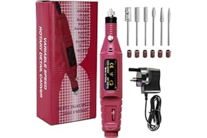 DSLIHA Electric Nail File for Thick Toe Nails Electric Nail Drill Portable Nail Files Professional Adjustable Speed with 6 Drill Bits Sanding Bands, Electric Manicure Pedicure Kit Nail Drill for Gel Nails