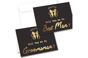 LADY&HOME LADY & HOME Best Man Proposal Cards 6 Will You Be My Groomsman and 2 Will You Be My Best Man Cards with 8 white Envelopes(Black-Squiggles)