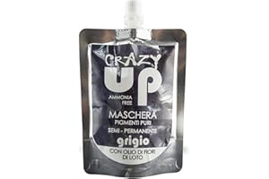 POP ITALY Crazy Up Maschera Colorante Senza Ammoniaca Semipermanente per Capelli - 200 ml (Grigio)