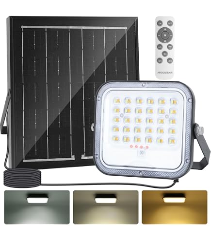 Proyector LED Solar Greenice 30W – Panel 6V/6W, Batería 3000mAh Y Mando A Distancia, Para Exterior