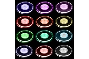 GBKDQQ Lot de 12 dessous de verre lumineux à LED multicolores en acrylique, 3 modes d'éclairage, dessous de verre lumineux ronds pour boissons, bouteilles, fêtes, bar, mariages