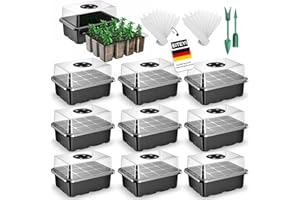EITEYI Mini Serre pour Plantes, 10PCS Plateaux de Germination, 120 Cellules Bac à semis,Godets pour semis,Noir, Serre Intérieure Pépinière Boîte Propagateur Jardin,Durable,Pot,Plateau,Plaque,Jardinage
