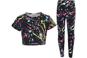 A2Z 4 Kids Girls Splash Crop Top Legging Sets Soft Stretchy Durable Stylish Crop And Skirt Casual Wear Comfortable lightweight Fashionable Girl Outfit Clothing Set 5-13 Years