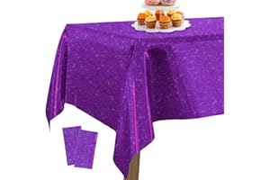 ‎PARTYWOO PartyWoo Folientischdecke Lila, 2 STÜCK Irisierende Tischdecke mit Punkten, 137 x 274 cm/ 54 x 108 Zoll Rechteckige Tischdecke Abwaschbar für 6 bis 8 Fuß Tisch, Tischdecke für Geburtstag, Hochzeit