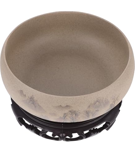 Keramik Pflanzschale Lotus-Form 16,5cm - Chinesischer Stil Mit Tuschemalerei