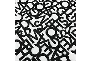 Kt KILOtela - Tela por Metros de loneta Estampada - Ancho 280 cm - Largo a elección de 50 en 50 cm | Letras - Blanco, Negro