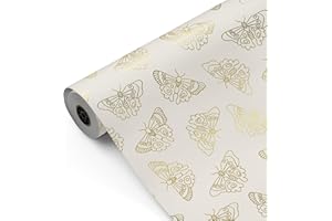 Bobina papel de regalo, rollo grande 62cm x 100m • MARIPOSAS DORADAS FONDO GRIS CLARITO • Ideal para: Tiendas Negocios Comercios Envolver regalos Cumpleaños [FP Fiesta Paper]