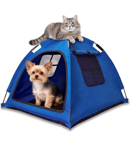 Gettimore Tente Pop-up Pour Chien Et Chat – Abri De Plage Ultra-portable, Anti-UV, Se Monte En 2s (carmin/bleu)