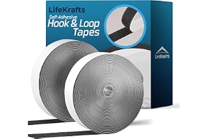 LifeKrafts Self-Adhesive Hook & Loop Tape – Strong Sticky Back Fastening for Home, Office, School, DIY, Craft, Tools, Pictures, Stationery, Fabric, and Mounting Projects (2M x 25mm, Black)