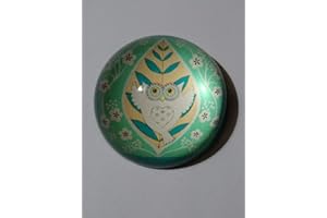 WALTER & PREDIGER Briefbeschwerer Eule (grün) aus Glas, Halbkugel Paperweight