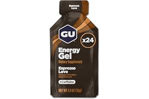 GU ENERGY GEL - Café - Boîte de 24 gels - Gel énergétique - Sodium - BCAA - Idéal pendant l'effort 100Kcal