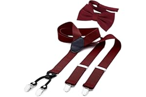 DonDon Set de tirantes y pajarita para hombre, forma de Y, ancho 3,5 cm, hecho a mano - Elegante accesorio para boda, fiesta, smoking