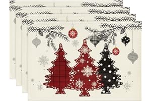 Artoid Mode Set di 4 tovagliette natalizie in pino rosso, 30 x 45 cm, per l'inverno, lavabili in cucina, per feste