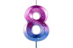 CXRYRZHE Number 8 Candles 8th Birthday Galaxy Gradient Happy Birthday Purple Blue Gradient Candle Premium Wax & 3D Diamond Design Cake Topper Decorations for Birthday Party Anniversary Celebration Supplie