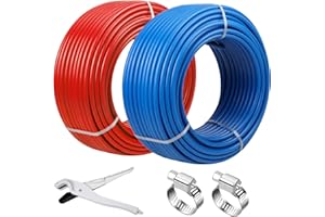 LIKEEM PEX Pipe - Tubo PEX de 1/2 pulgada, 100 pies, 2 rollos de tubos PEX EVOH Pex-B, barrera sin oxígeno, duradera, a prueba de fugas, flexible para líneas de agua residenciales en hogares, tubo de calor
