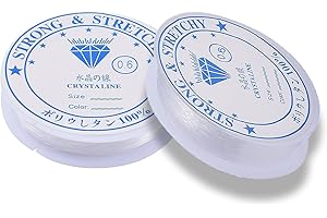 SAIZONE Gummifaden, Elastisches Band, Gummiband, Schnur für Perlenschmuck Armbänder Basteln,Perlonfaden Transparent,Schmuckfaden,Rolle 12m,2 Pcs(0.6mm)