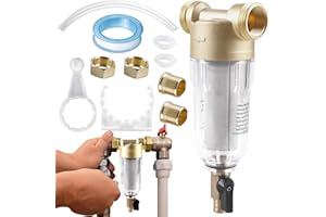 WIYETY Filtr wody wielokrotnego użytku 2,5 cm do kranu - System filtracji osadu Spin Down z gwintem męskim 3/4" - zmywalny wkład drobny