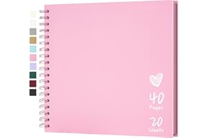 Hiwhy Scrapbook 10x10 Inch DIY Scrapbook Album Hardcover Kraft Paper Scrap Book Photo Albums 20 Sheets Memory Book for Family Wedding, Pink
