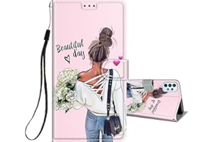 HopMore Funda para Samsung Galaxy A23 5G / M23 5G Cuero con Tapa Silicona Dibujo Bonita Carcasa Billetera Estilo Libro Flip Case para Mujeres Niñas Ranuras Tarjetas Cover, Chica Bonita