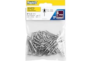 Rapid Blindnieten Aluminium Standard Ø 3,2mm, 2-4mm Klemmbereich, 100 Stück pro Beutel, für Blindnietzangen