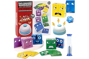 TUBXVIN Expressions en bois Matching Block Puzzles Building Cubes Cadeaux de Noël Jeu Parent-Enfant Montessori Jouets Cadeau d'anniversaire pour les enfants de 3 à 12 [Jeu familial pour enfants et adultes]