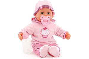 Bayer Design 93816AA Poupée Interactive, Poupon Qui Parle, avec 24 Sons, Corps Souple, Rose, 38 cm