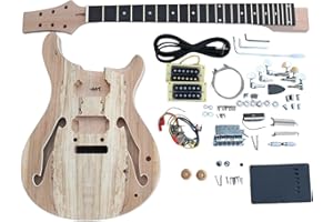 Coban Guitars Electric Semi Hollow Guitar DIY Kit PRSH Tremolo Tailpiece Spalted Maple Chrome Hardware