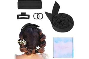 Domkan Kit Boucle sans Chaleur, Boucleur a Cheveux sans Chaleur, Boudin Soie Cheveux Boucle, Rouleau Cheveux Sans Chaleur, Rouleau à Cheveux sans Chaleur, Noir