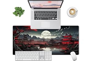 Tcdwla Tappetino Mouse xxl,Tappetino Tastiera e Mouse,Sottomano Scrivania Pittura a Olio,Tappetino Mouse Anime Personalizzato, Montagne e Alba, Migliora Precisione e Velocità, Per Computer,PC (Nero)