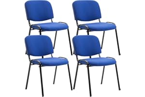 ‎CLP CLP 4er Set Besucherstuhl Ken Stoff I Stapelstuhl Mit Robustem Metallgestell I Polsterstuhl Mit Rückenlehne, Farbe:blau