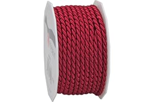 PRÄSENT C.E. Pattberg Mosel - Cordoncino intrecciato per regali, pacchi e regali, larghezza 0,4 cm, accessori per decorazioni e artigianato, 40,4 cm, colore: rosso