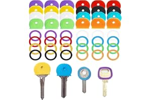 TiamaraEon 48 Pcs Key Covers Caps, Key Caps Covers Tags Set Flexible Key Covers Coloured Key Identifiers Caps Key Colour Caps Key Cap Label for Easy Identifying House Door Keys(Multicolor)