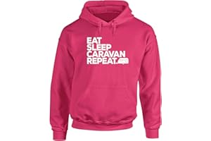 Hippowarehouse Eat Sleep Caravan Repeat Unisex Hoodie Hooded top (Specific Size Guide in Description)