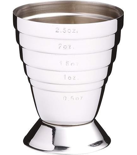 Alessi The Tending Box GIA28 - Quadri Combo Jigger Cocktail-Messbecher, Gehäuse aus Edelstahl 18/10 mit Zentralem Ring und Vier Dosierern für 1,5, 3, 4 und 6 cl