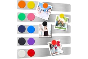 LAOJU Magnettafel, Pinnwand Board 5 Stück Edelstahl Memo Board Starke Selbstklebende Magnetische Pinnwandstreifen mit 10 Magnetknöpfen für Büro Küche Wohnung Kalender Fotos
