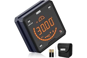 Huepar Pro Livella digitale con scanalatura a V e base magnetica e righello angolare LCD retroilluminato, sega elettronica da tavolo, goniometro, inclinometro per costruzione, lavorazione del legno,