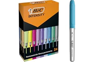 ‎BIC INTENSITY BIC Intensity Pastell Marker, in 24 verschiedenen Metallic- und Pastellfarben, geruchsarm, schnell trocknend, (Verpackung kann variieren), 1 stück (24er Pack)