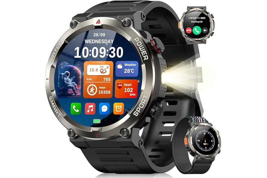 Blackview Men's Smartwatch, Fitness Smart Watch with Bluetooth Calls, 1.45 Inches Military Smart Watch Tracker 100+ Sports Modes for Heart Rate Monitor, SpO2, Torch, Compass for Android iOS4.4 out of 5 stars955€35.99