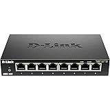 D-Link DGS-108 8-Port Layer2 Gigabit Switch (bis zu 2000 Mbit/s Datenübertragung pro Port, Non-Blocking-Architektur, lüfterlo