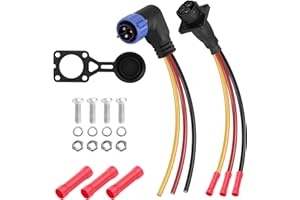 CERRXIAN Set di prese per motore per pesca a traina, 90 gradi, 3 pin, 8 AWG, 50 Amp, connettore di alimentazione CC per barca marina, connessione rapida per motore da traina impermeabile, connettore