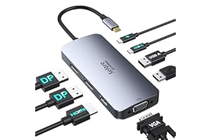 ‎SELORE&S-GLOBAL USB C Dockingstation Dual Displayports 8 in 1 USB C Dock Multiport Adapter mit 4K HDMI, 2*4K DP, 1080P VGA, 2*USB2.0, USBC Daten, 100W PD 3.0, Laptop Multi Monitore Docking Station für Dell HP